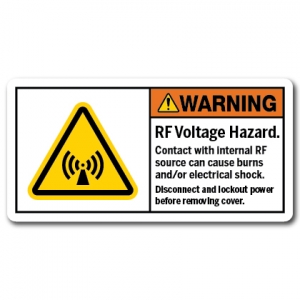 RF Voltage Hazard Contact With Internal RF Source Can Cause Burns And Or Electrical Shock Disconnect And Lockout Power Before Removing Cover