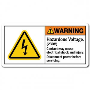 Hazardous Voltage 230v Contact May Cause Electrical Shock And Injury Disconnect Power Before Servicing